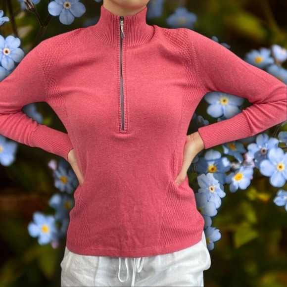 NWT Eddie Bauer ‘1/2 Zip Pullover’ in “Punch Pink / Castle Rock” Size Medium - Picture 2 of 15